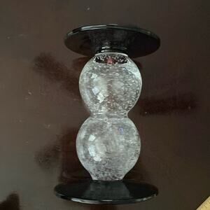 Vintage pier 1 clear bubble and purple glass pillar candle holder‎